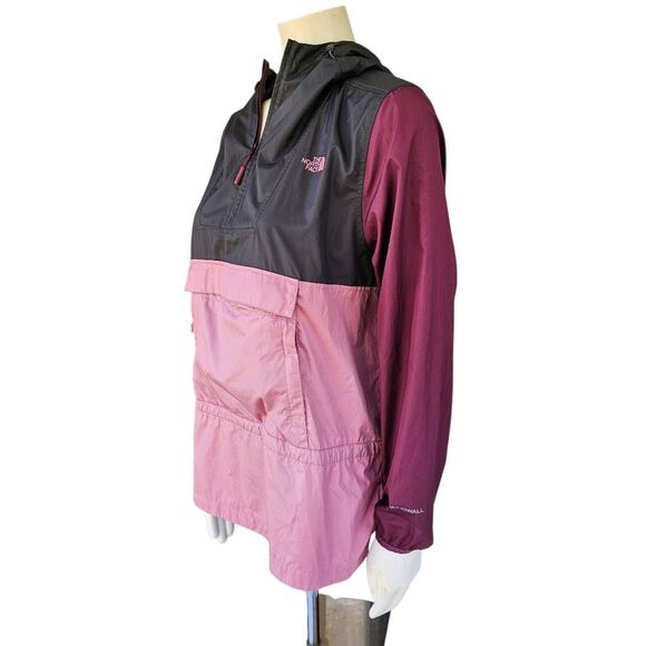 The North Face Women’s L WindWall Pullover Hooded Jacket Pink Gray Half Zip - Picture 2 of 6
